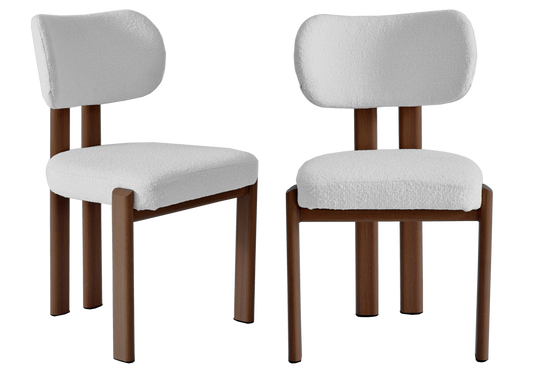 Chaise salle à manger bouclée et noyer – Inaya x4