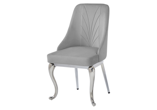 Chaises baroques velours gris anneau argenté - Nina x2