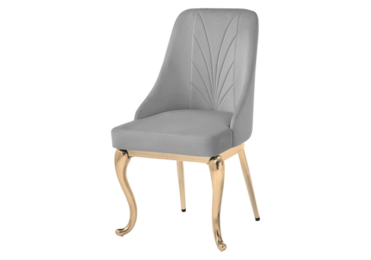 Chaises baroques velours gris anneau doré - Nina x2