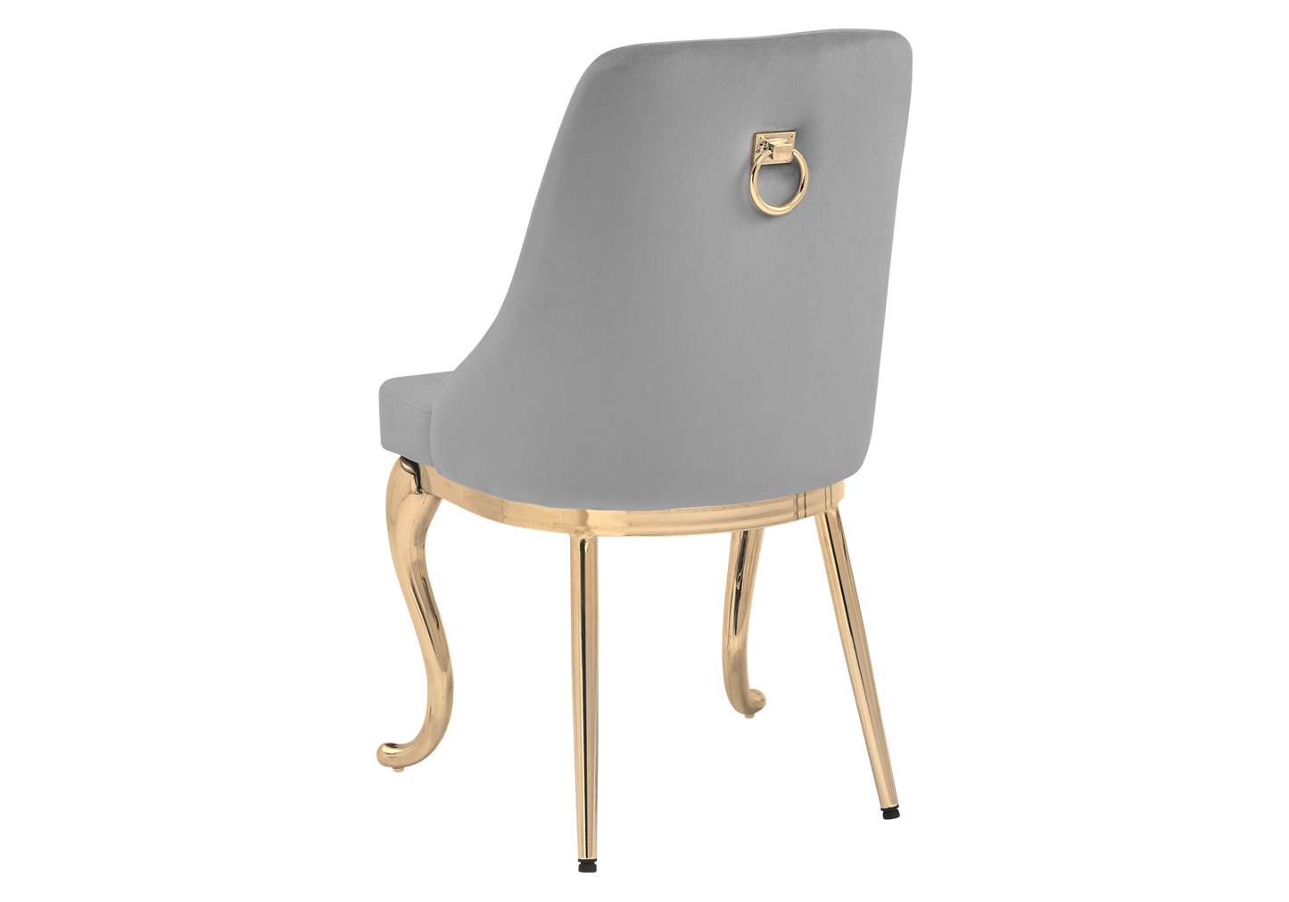 Chaises baroques velours gris anneau doré - Nina x2