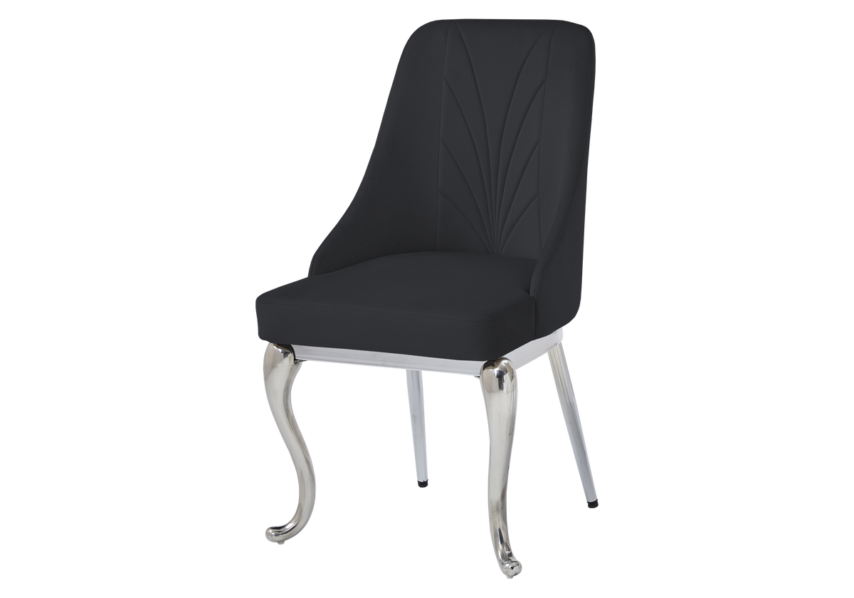 Chaises baroques velours noir anneau argenté - Nina x2