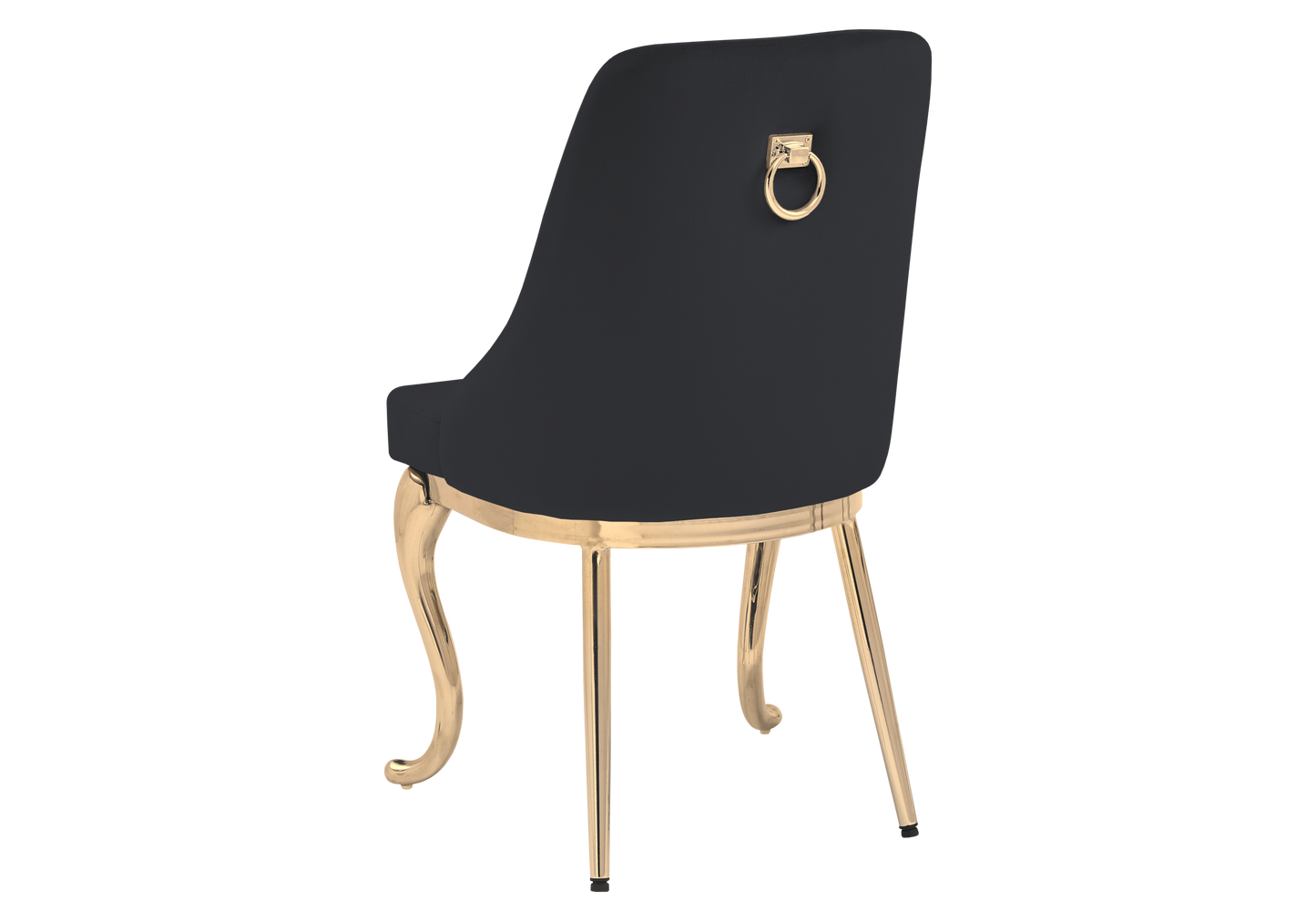 Chaises baroques velours noir anneau doré - Nina x2