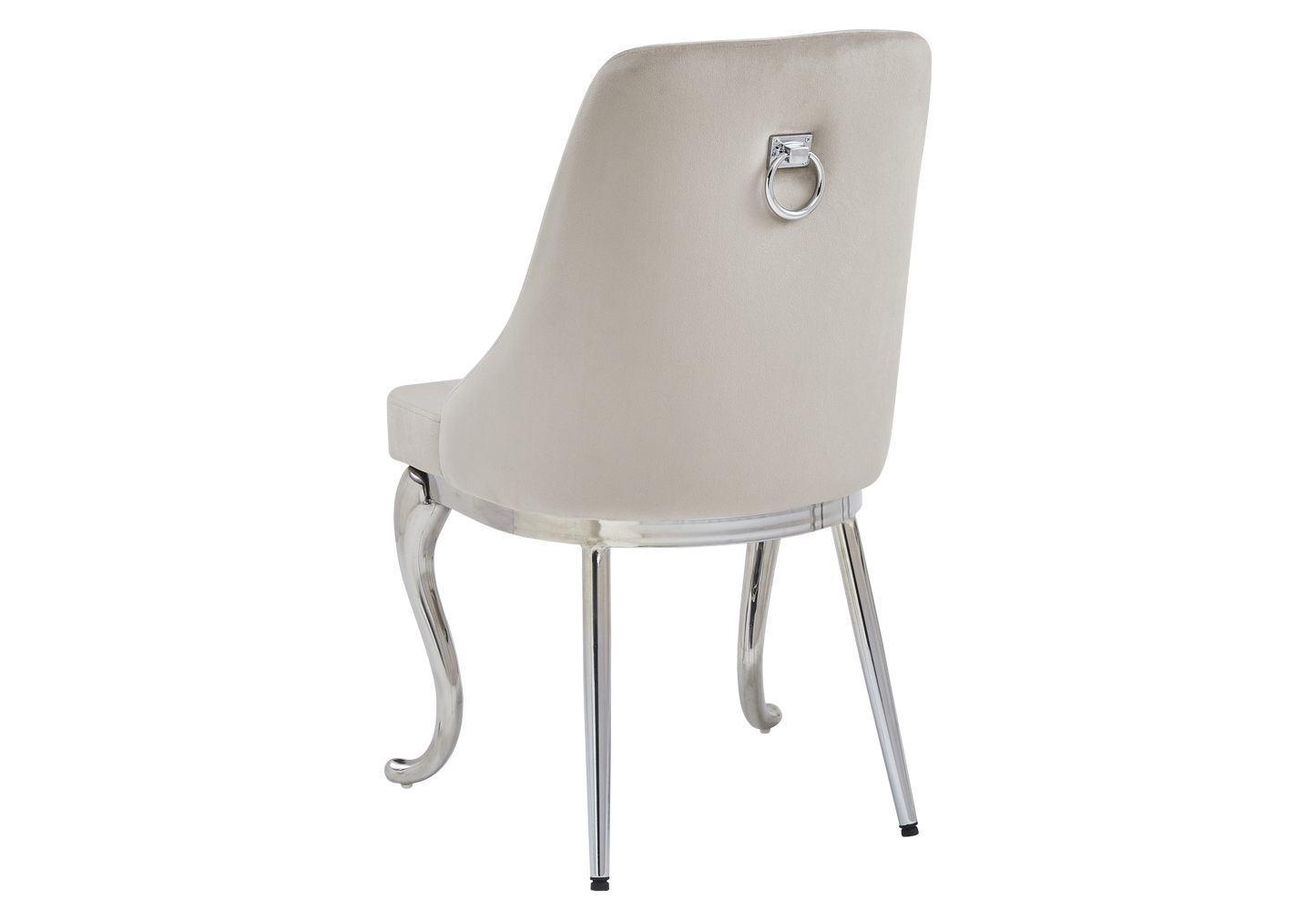 Chaises baroques velours taupe anneau argenté - Nina x2