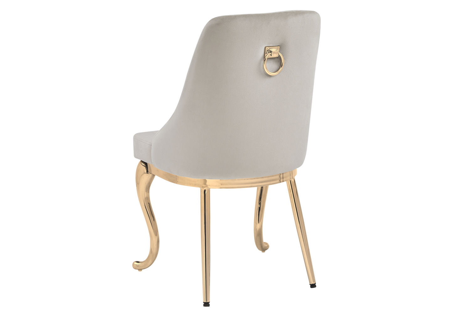 Chaises baroques velours taupe anneau doré - Nina x2