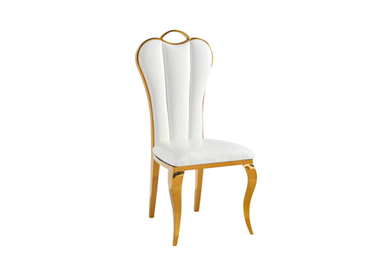 Chaises dorées simili cuir blanc ALIS (lot de 4)