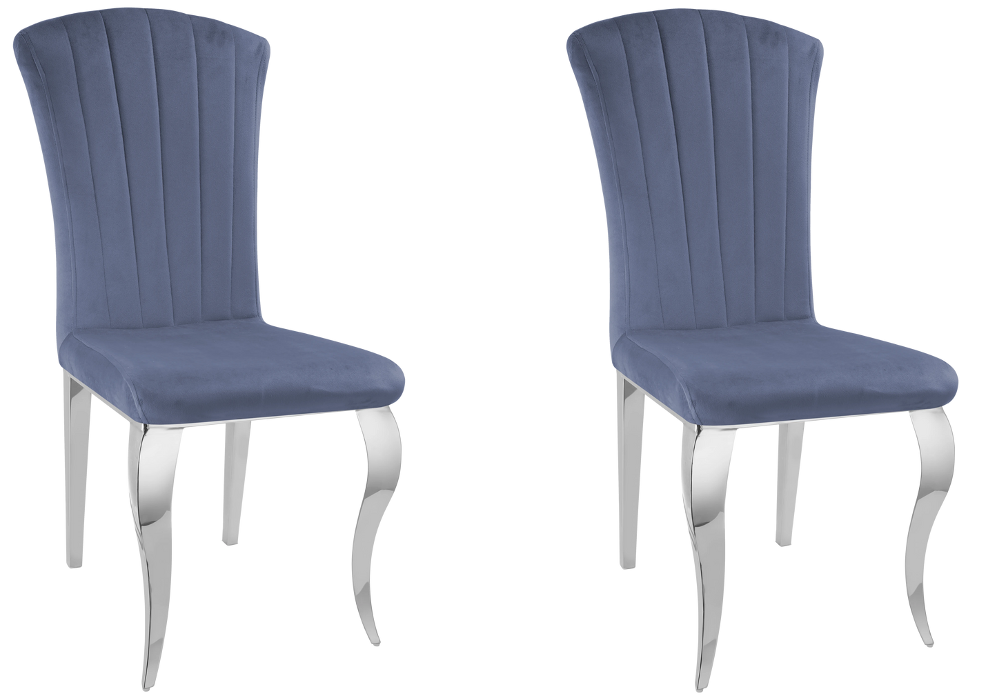 Chaises en velours argent pieds argentés – NOVA (lot de 6)