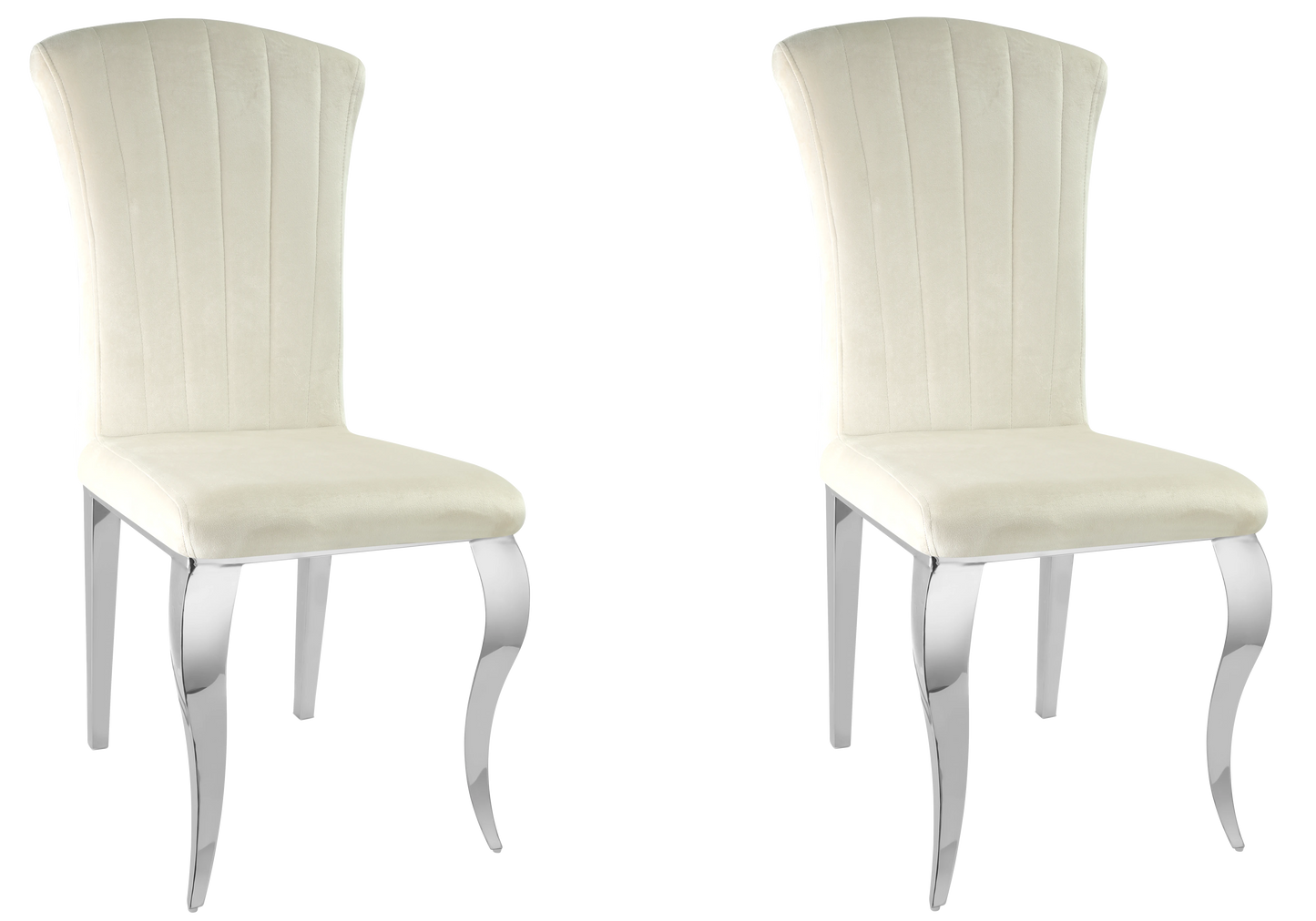 Table ronde verre blanc et chaises écru argentés – NEO