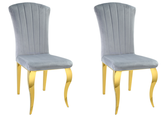 Chaises en velours gris pieds dorés – NOVA (lot de 6)