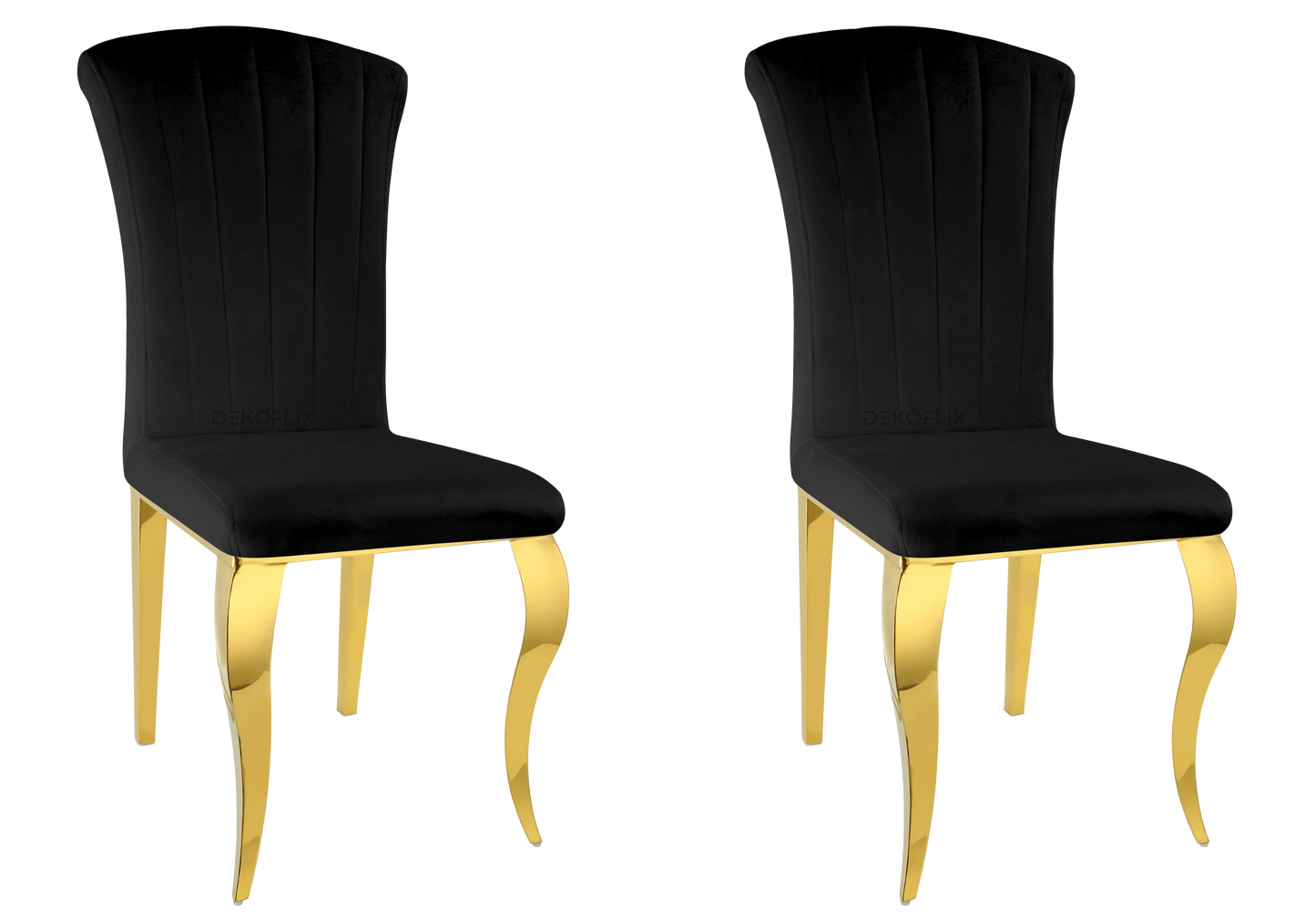 Chaises en velours noir pieds dorés – NOVA (lot de 6)