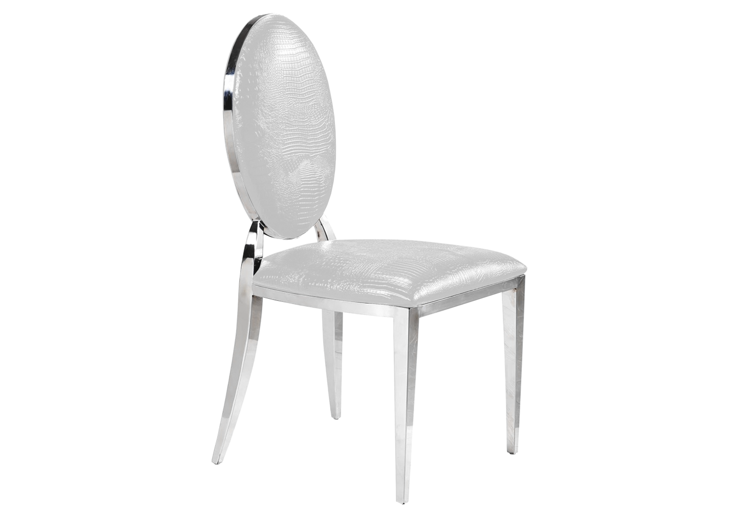 Chaises médaillon croco blanc argent – Neo x4
