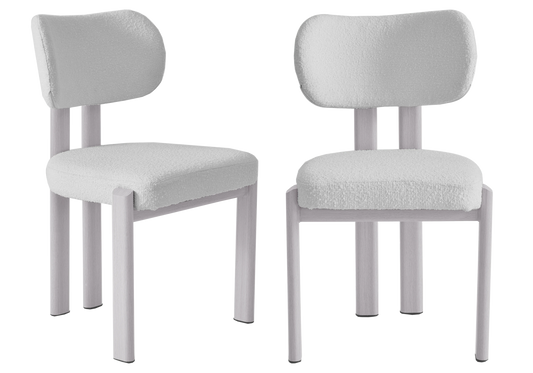 Chaises scandinaves tissu bouclé taupe – INAYA