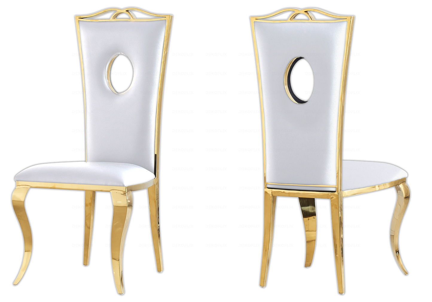 Chaises simili-cuir blanc design doré – PIA (lot de 4)