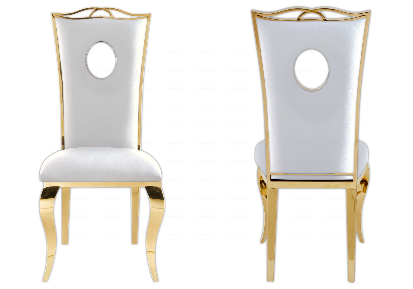 Chaises simili-cuir blanc design doré – PIA (lot de 4)