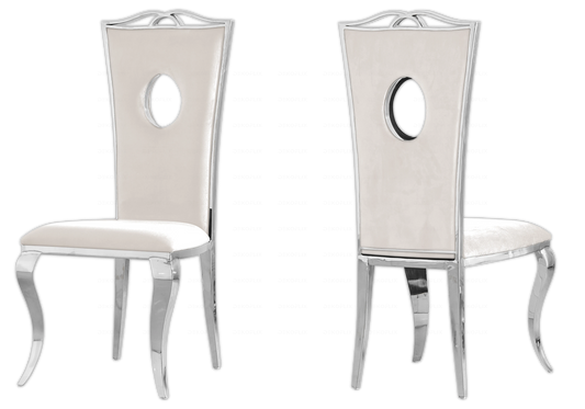 Chaises velours beige design argent – PIA (lot de 4)