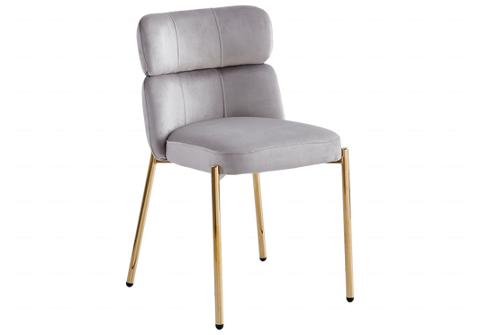 Chaises Velours Taupe Pieds Dorés NORA – Lot de 4 - DEKOFLIX