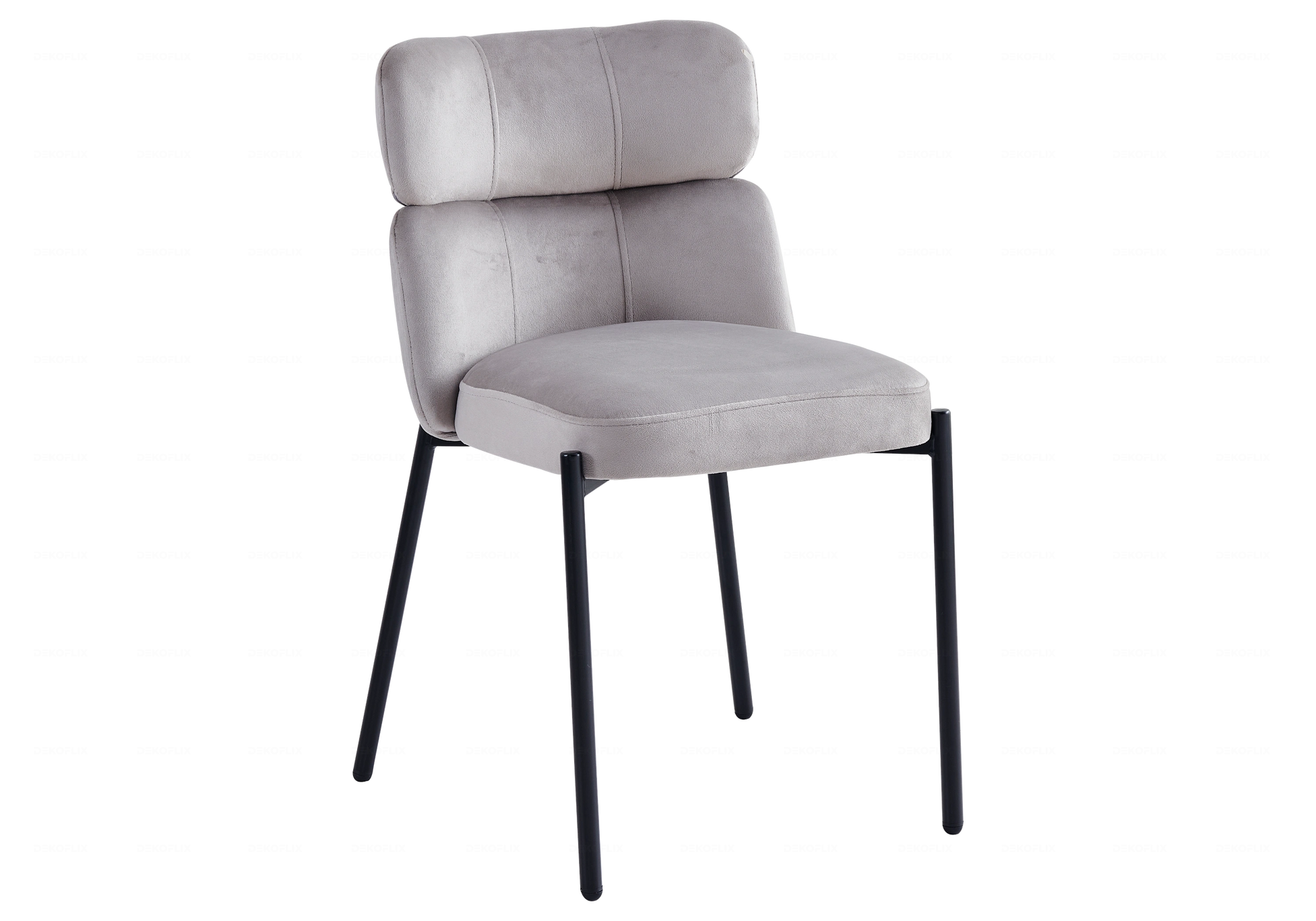 Chaises Velours Taupe Pieds Noirs NORA – Lot de 4 - DEKOFLIX