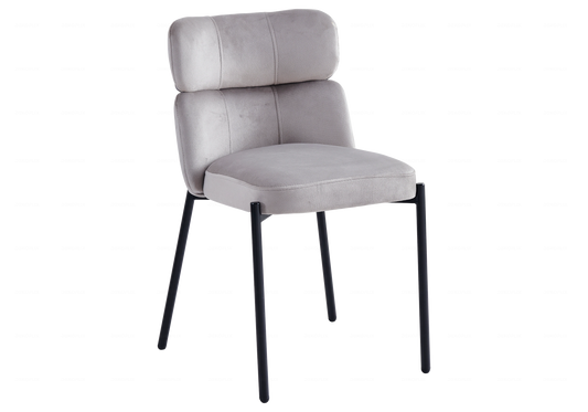 Chaises Velours Taupe Pieds Noirs NORA – Lot de 4 - DEKOFLIX