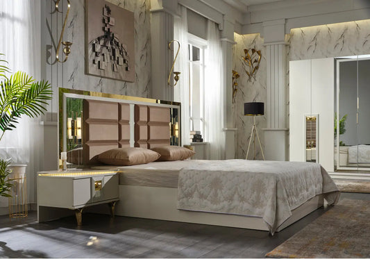 Chambre à coucher dorée beige LINE Slims Mobilya