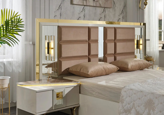 Chambre à coucher dorée beige LINE Slims Mobilya