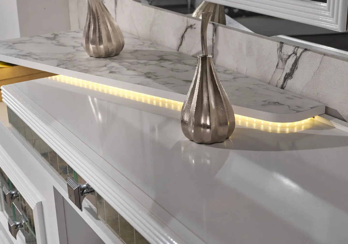 Chambre à coucher dorée beige LINE Slims Mobilya