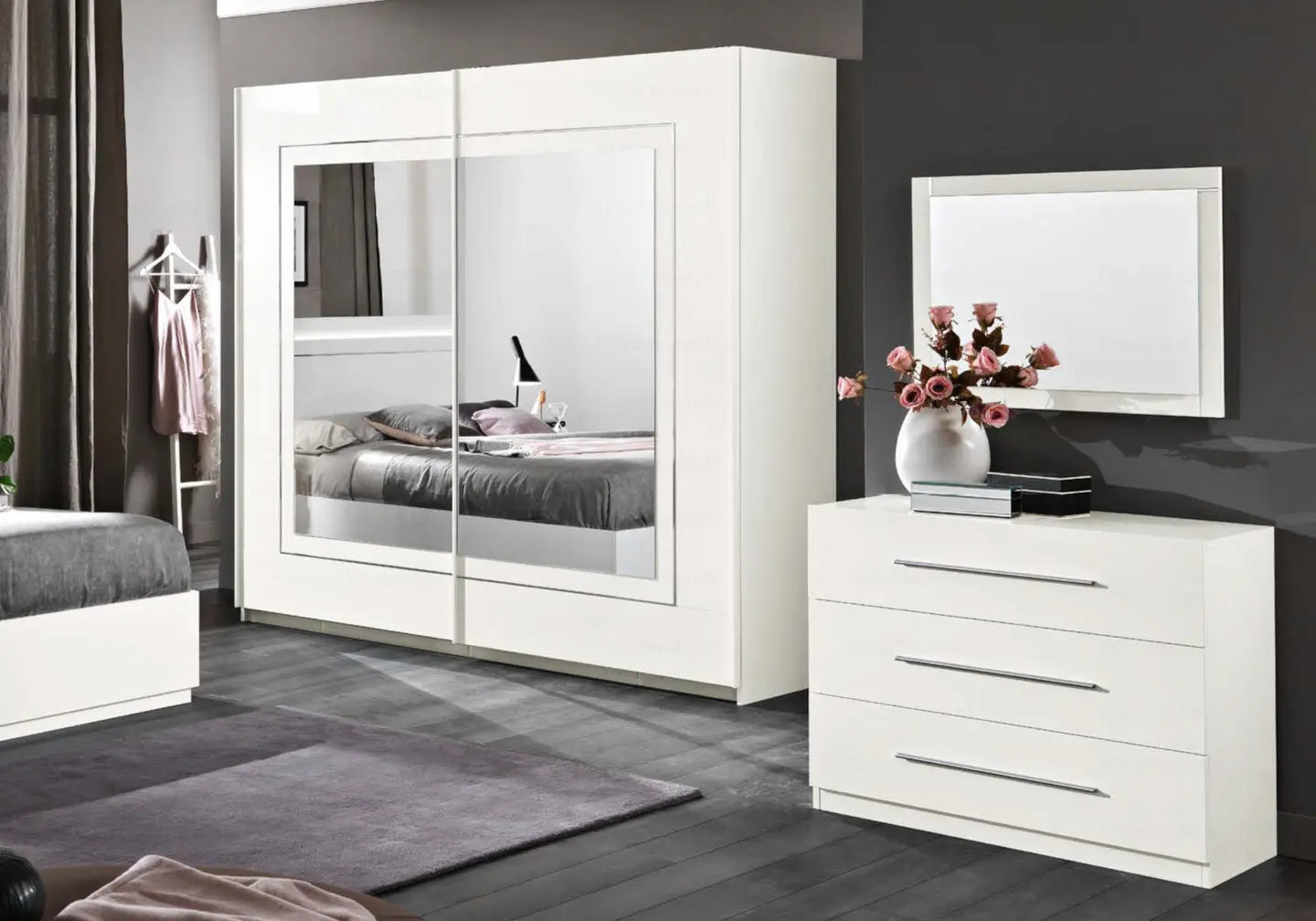 Chambre à coucher laqué blanc led STAR Italian Mobili