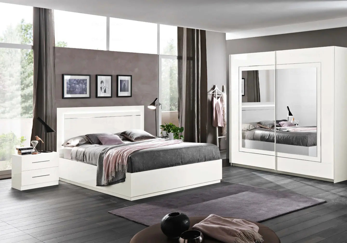 Chambre à coucher laqué blanc led STAR Italian Mobili