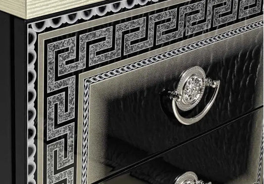 Chambre complète baroque laqué noir argent ALLA CG Italy