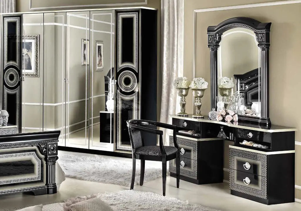 Chambre complète baroque laqué noir argent ALLA CG Italy