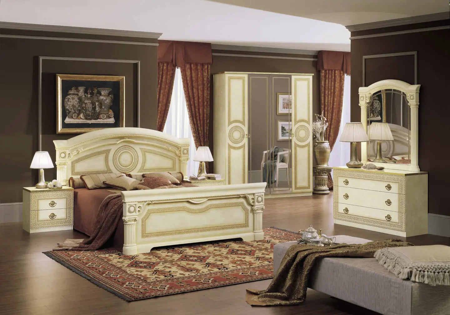Chambre complète baroque laqué or ivoire ALLA CG Italy