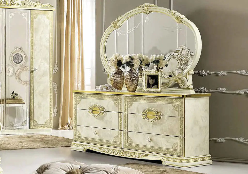 Chambre complète baroque laqué or ivoire KOBA CG Italy