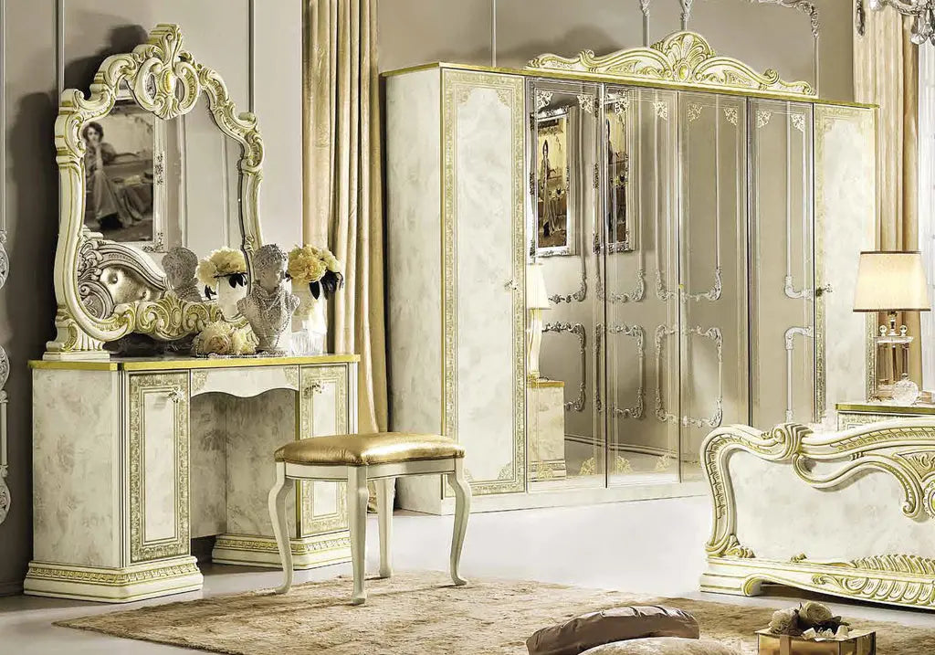Chambre complète baroque laqué or ivoire KOBA CG Italy