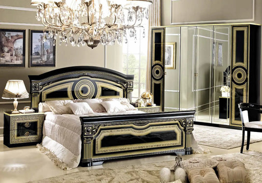 Chambre complète baroque laqué or noir ALLA CG Italy