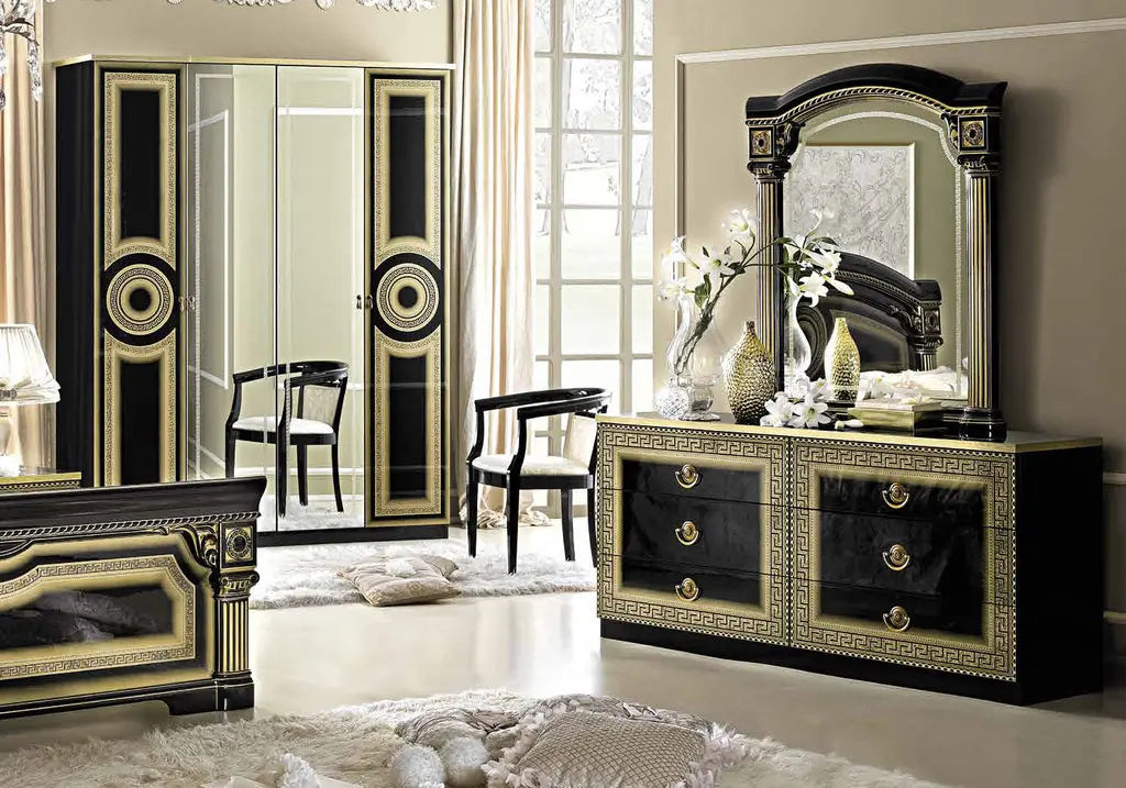 Chambre complète baroque laqué or noir ALLA CG Italy