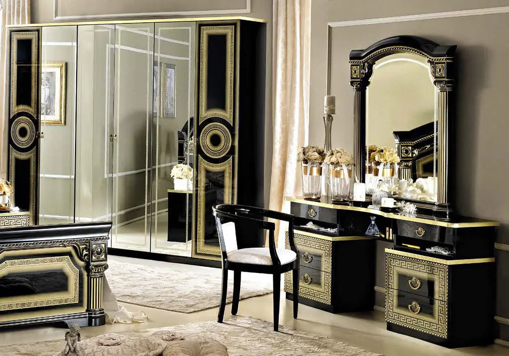 Chambre complète baroque laqué or noir ALLA CG Italy