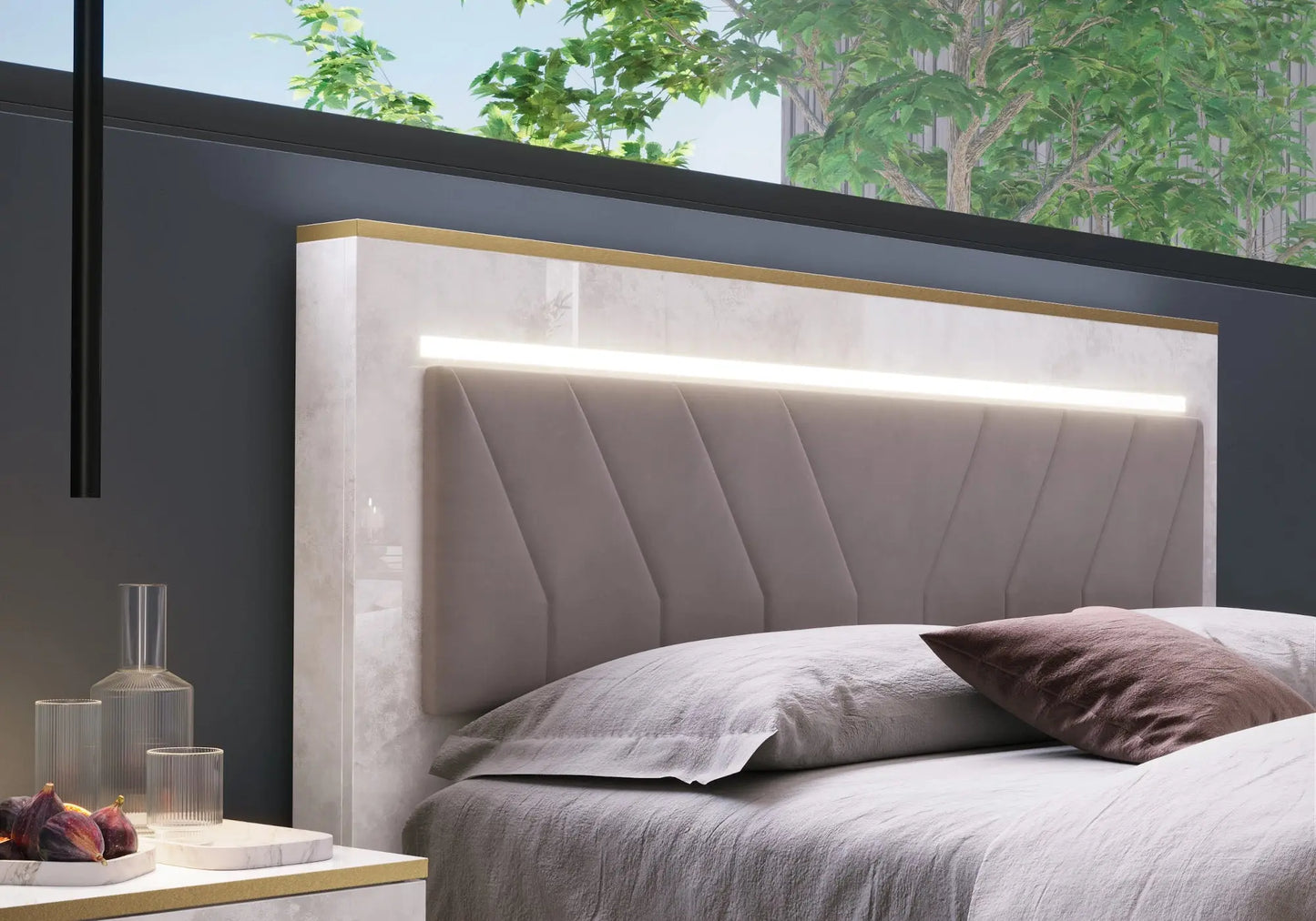 Chambre complète capitonné beige NEOMI Italian TL