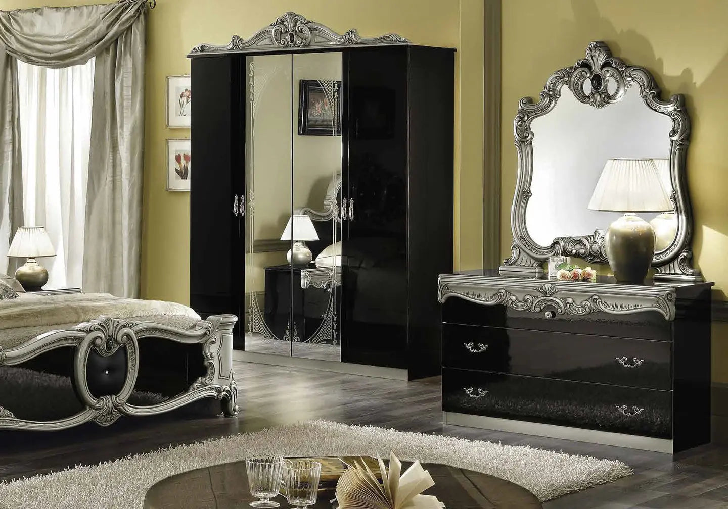 Chambre complète capitonné noir argent KONE CG Italy