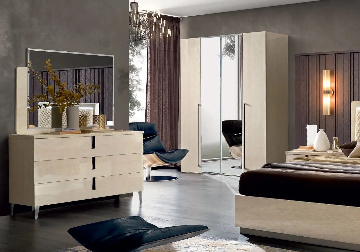 Chambre complète capitonné sable MYLA CG Italy