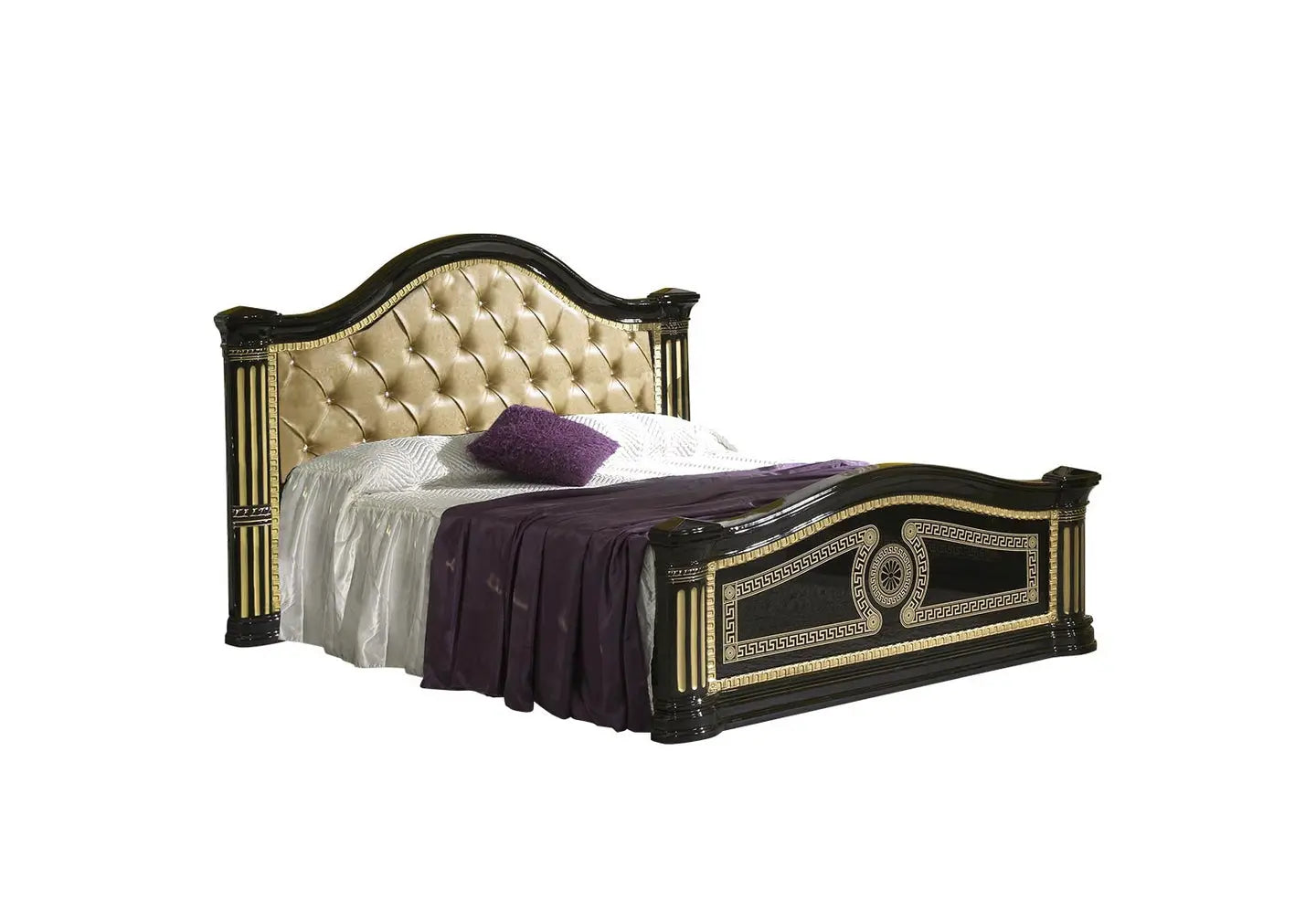 Chambre complète capitonnée laquée noir or ROBBY Made in Italy
