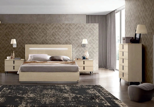 Chambre complète laqué sable MYLA - DEKOFLIX