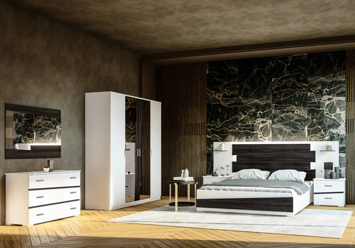 Chambre complète laquée blanc ERNY Made in Italy