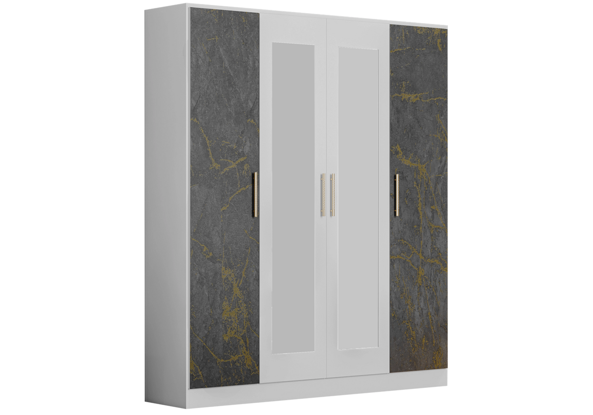 Chambre complète marbre gris doré LED – AMIRA