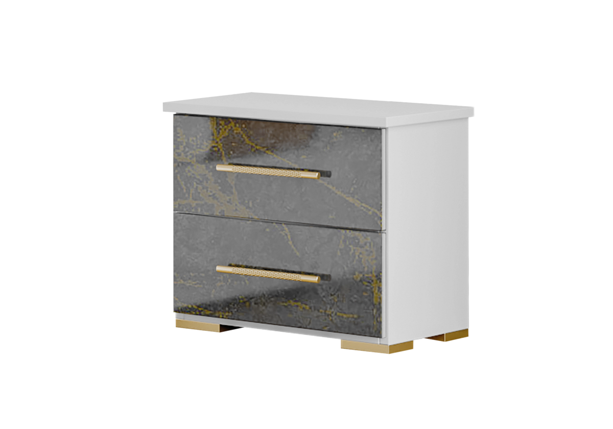 Chambre complète marbre gris doré LED – AMIRA
