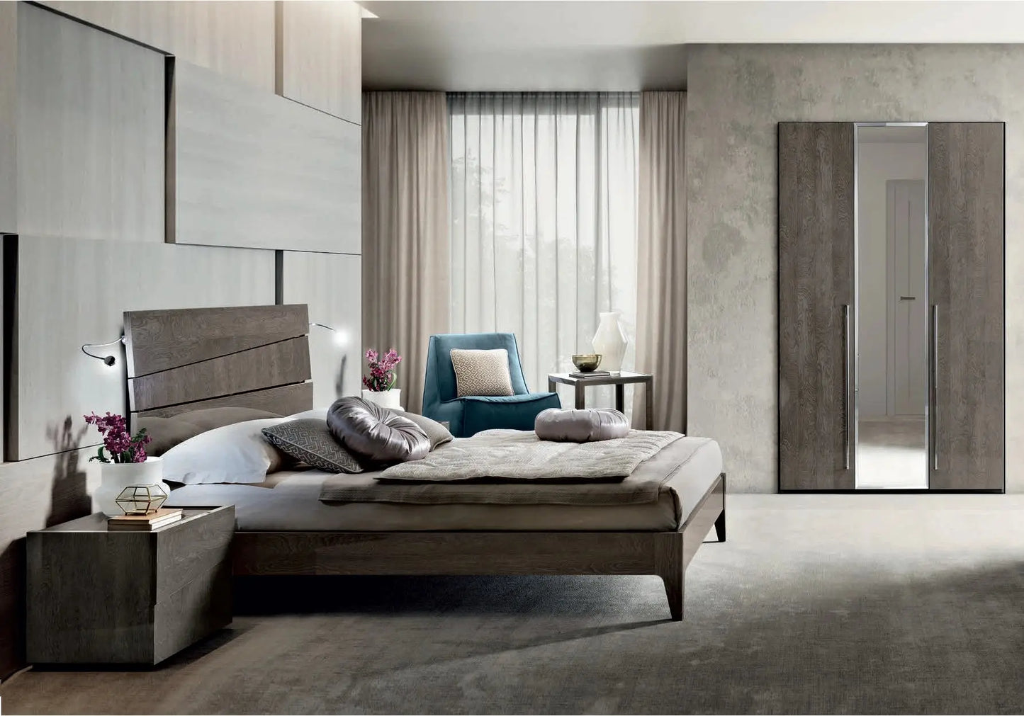 Chambre complète modern bouleau FLORE - DEKOFLIX
