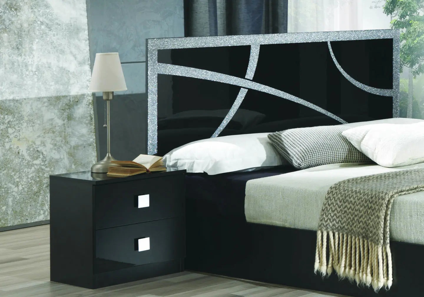 Chambre complète noir argenté MILANO Italian TL