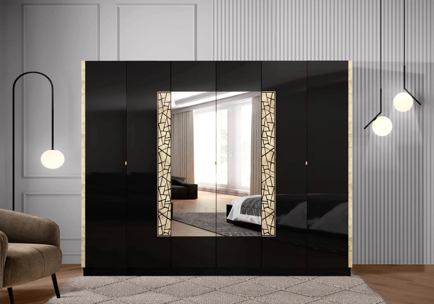 Chambre complète noir doré STELLA Italian TL