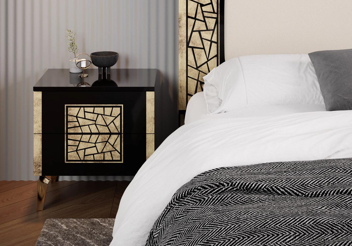Chambre complète noir doré brillant design – STELLA
