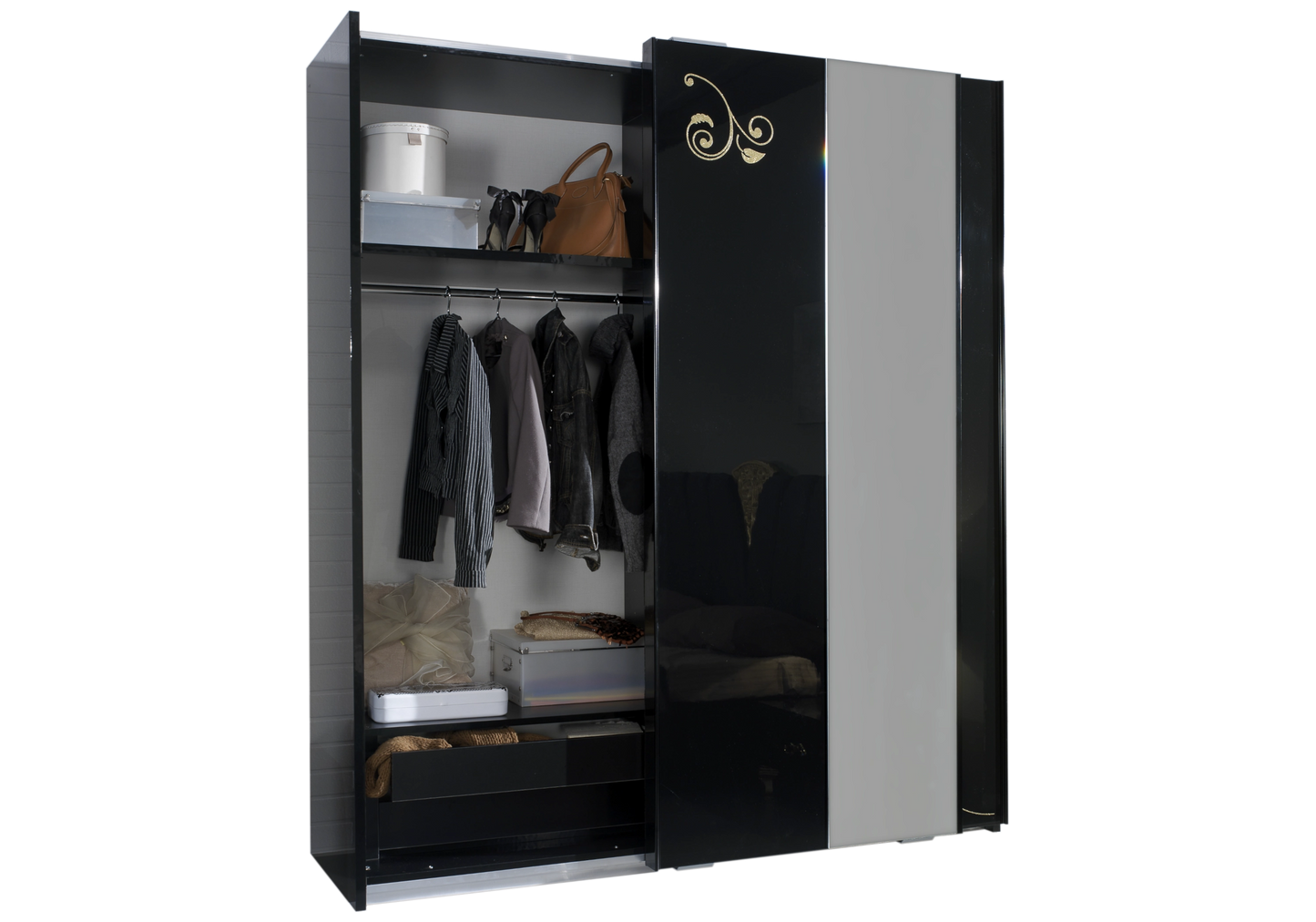 Chambre complète baroque laquée blanc doré - ROSA