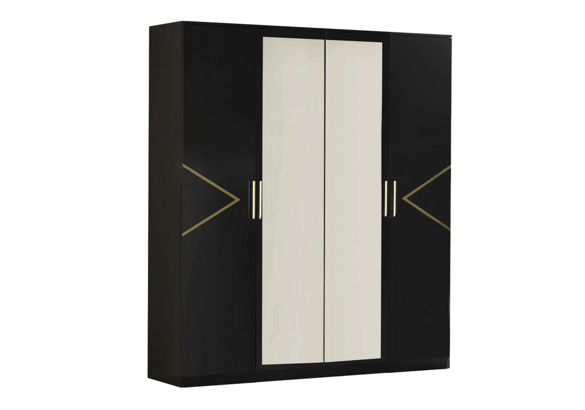 Chambre complète laquée noire et dorée - NOX