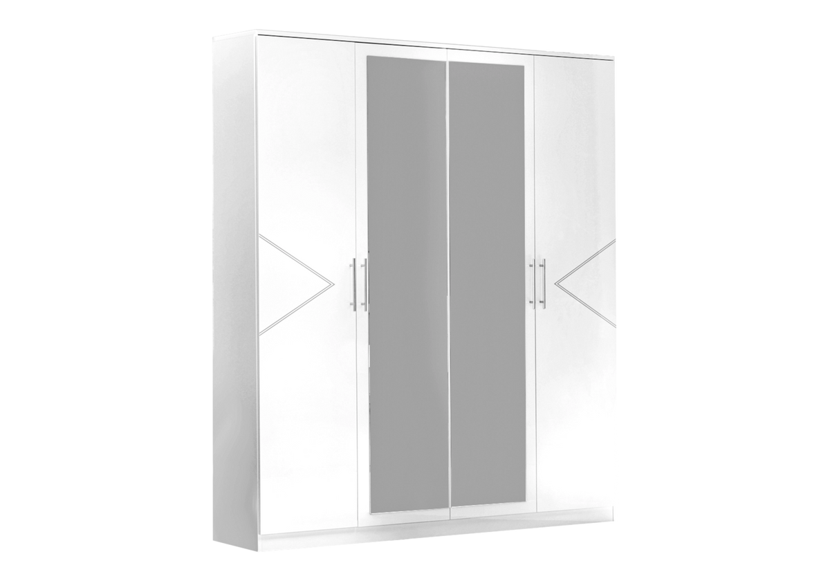 Chambre complète laquée blanche et argentée - NOX