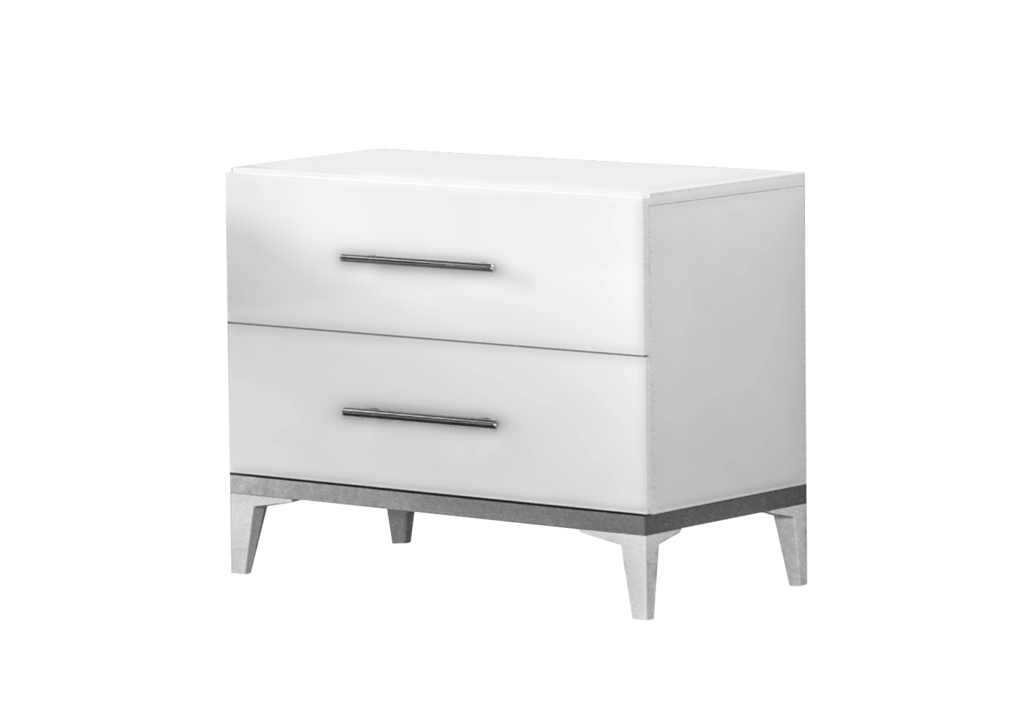 Chambre complète laquée blanche et argentée - NOX